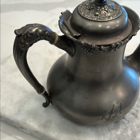 Antique Silver Tea Set Tea Pot & Sugar Bowl Very Decorative Etched - Picture 7 of 15